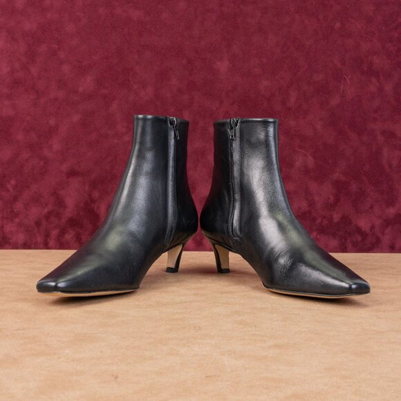 Bibi Lou Women Magda Black Leather Kitten Heel Dress Zip Ankle Boots 10US EUR40 - Picture 3 of 7
